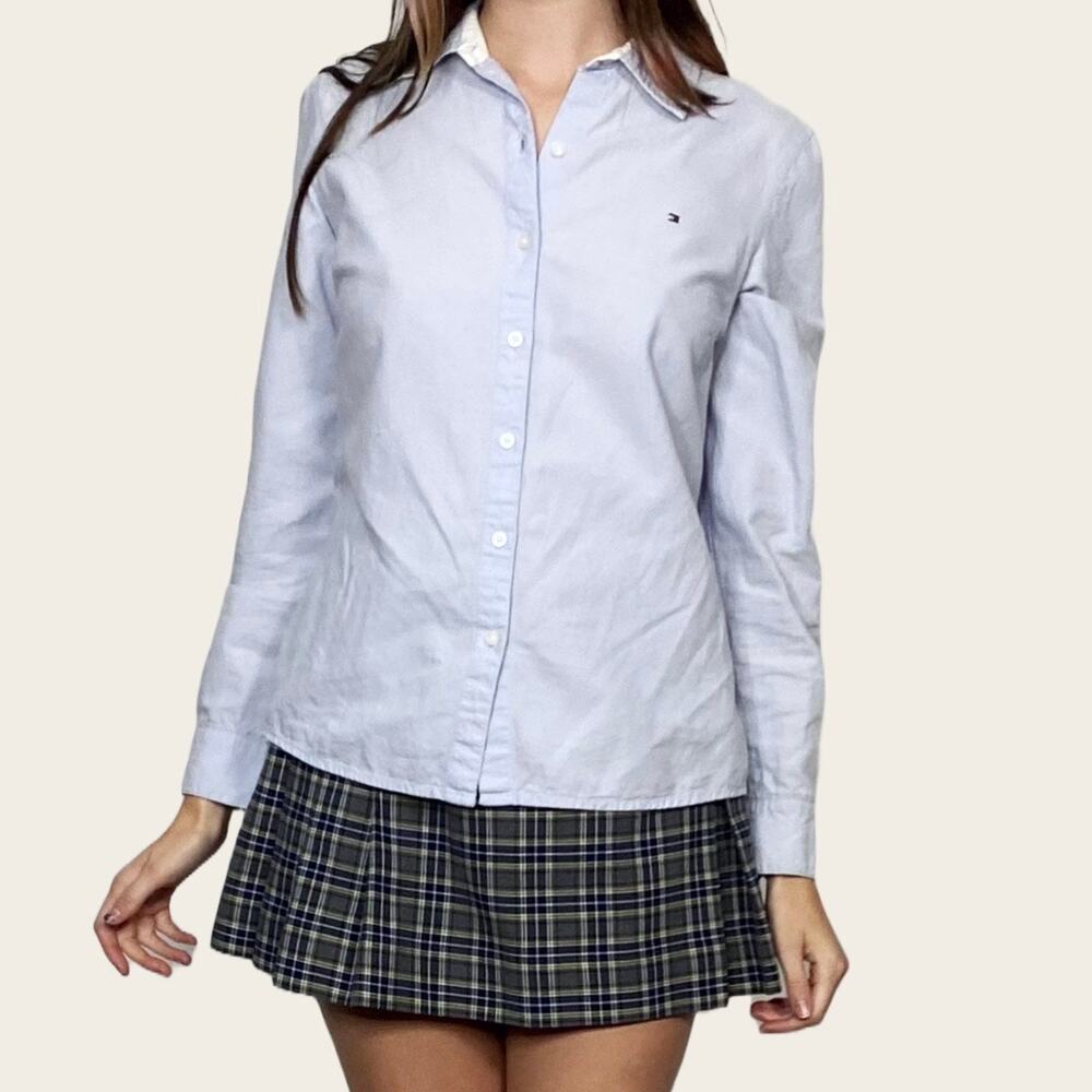2013 Tommy Hilfiger Light Blue Button Up Indie Sleaze Preppy Oxford Shirt Sz M